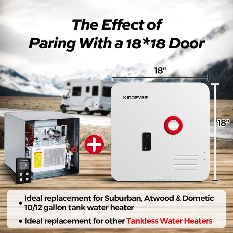 KINGRVER 18 x 18 Inches White Door kit - This Only for RV Tankless Water Heaters without Door, Water Heater not Included, Galvanized Steel - Image 3